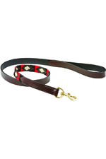 2022 Weatherbeeta Polo Leather Dog Collar 1001699018 - Brown / Black / Red / White